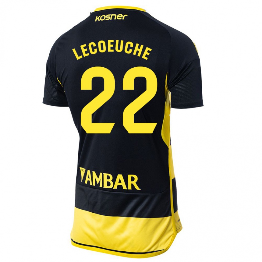 Niño Fútbol Camiseta Quentin Lecoeuche #22 Negro Amarillo 2ª Equipación 2023/24