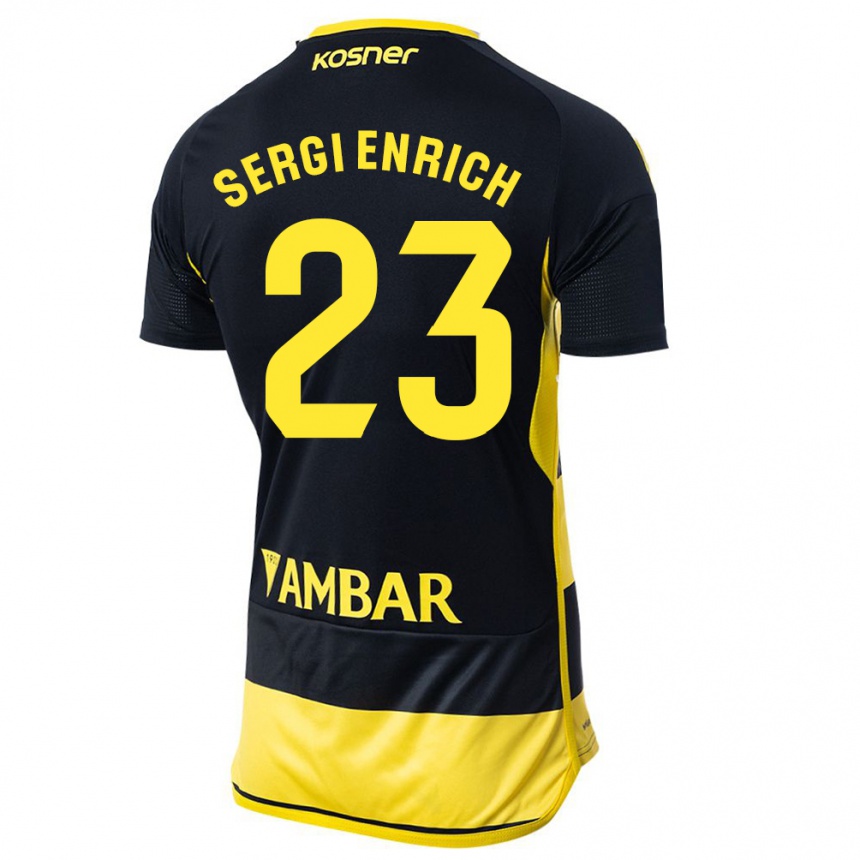 Niño Fútbol Camiseta Sergi Enrich #23 Negro Amarillo 2ª Equipación 2023/24