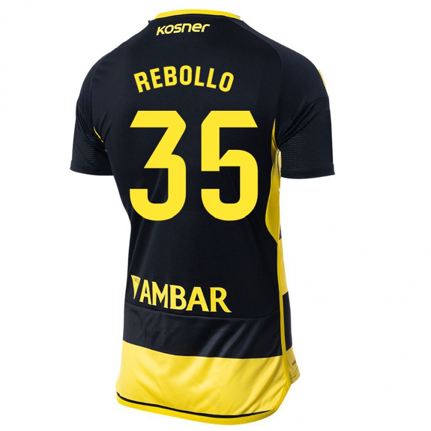 Niño Fútbol Camiseta Dani Rebollo #35 Negro Amarillo 2ª Equipación 2023/24