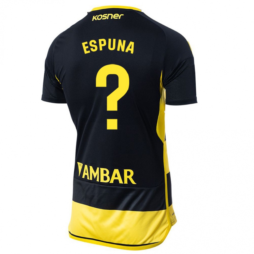 Niño Fútbol Camiseta Nico Espuña #0 Negro Amarillo 2ª Equipación 2023/24