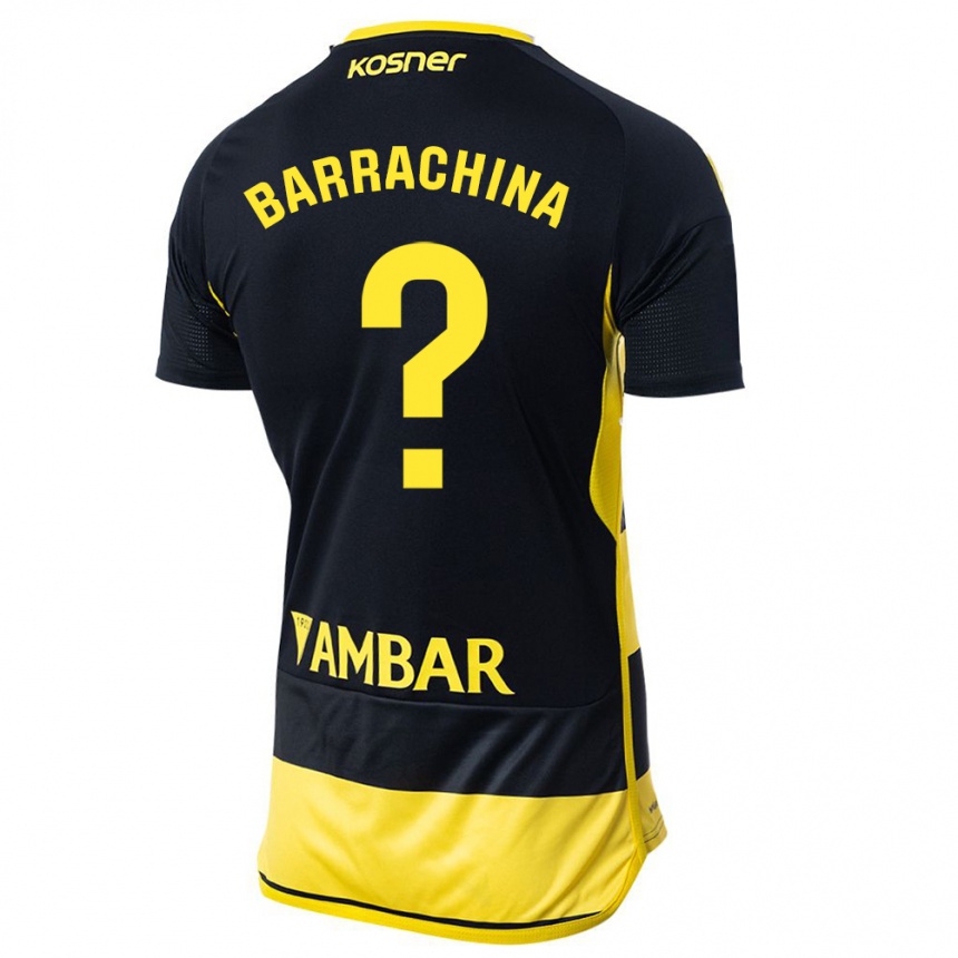 Niño Fútbol Camiseta Hugo Barrachina #0 Negro Amarillo 2ª Equipación 2023/24