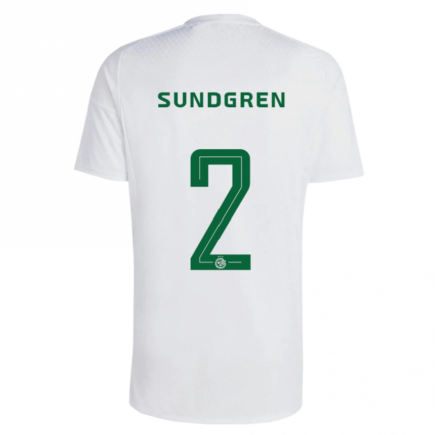 Niño Fútbol Camiseta Daniel Sundgren #2 Verde Azul 2ª Equipación 2023/24