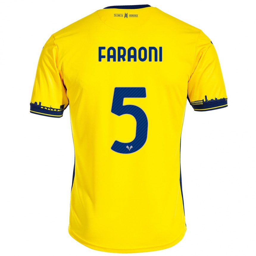 Niño Fútbol Camiseta Davide Faraoni #5 Amarillo 2ª Equipación 2023/24