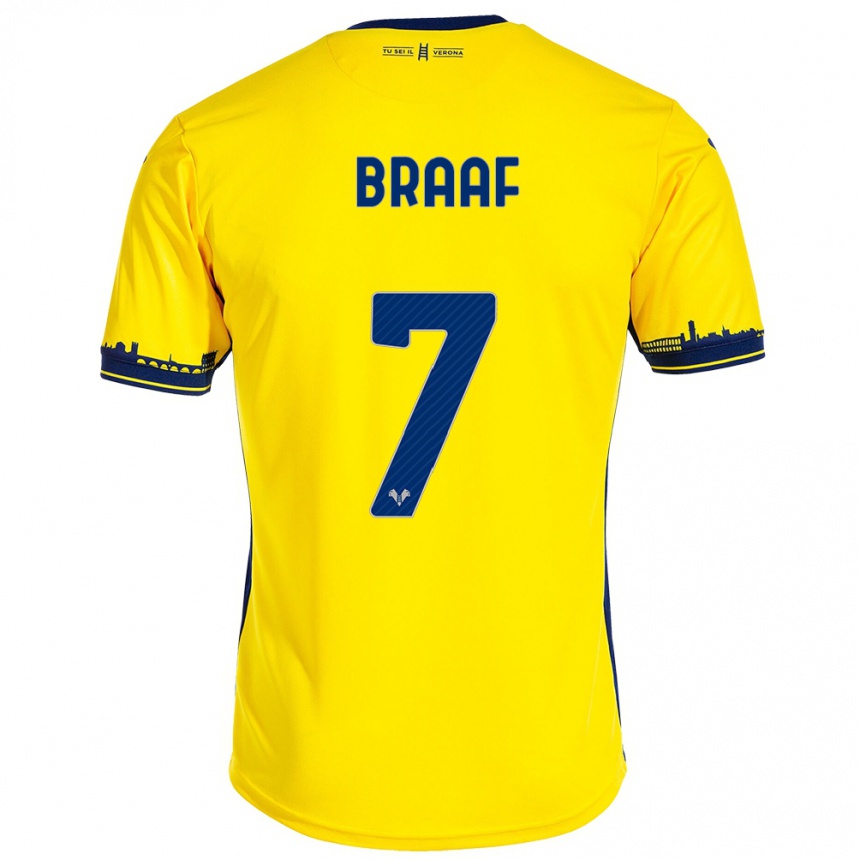 Niño Fútbol Camiseta Jayden Braaf #7 Amarillo 2ª Equipación 2023/24