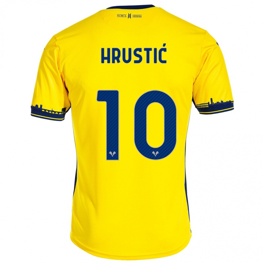 Niño Fútbol Camiseta Ajdin Hrustić #10 Amarillo 2ª Equipación 2023/24