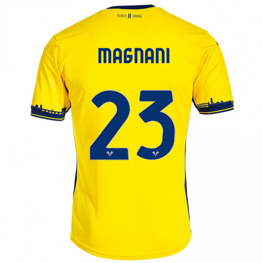 Niño Fútbol Camiseta Giangiacomo Magnani #23 Amarillo 2ª Equipación 2023/24