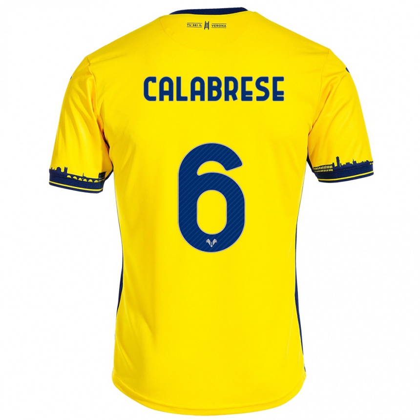 Niño Fútbol Camiseta Nicolò Calabrese #6 Amarillo 2ª Equipación 2023/24