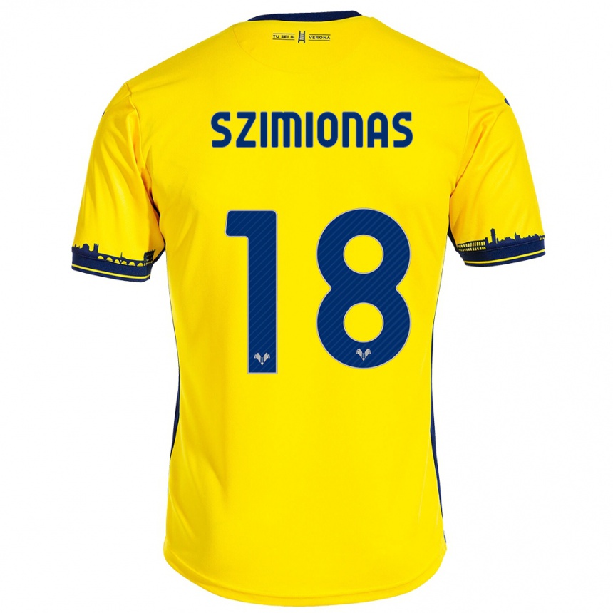 Niño Fútbol Camiseta Luca Szimionas #18 Amarillo 2ª Equipación 2023/24