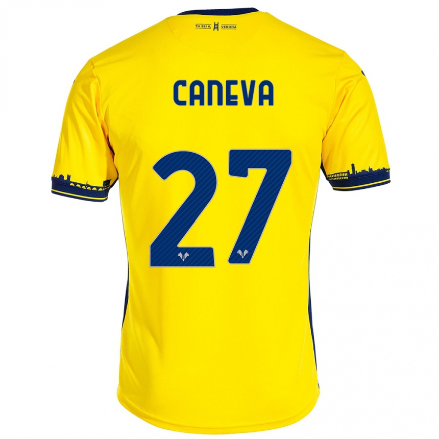 Niño Fútbol Camiseta Elia Caneva #27 Amarillo 2ª Equipación 2023/24