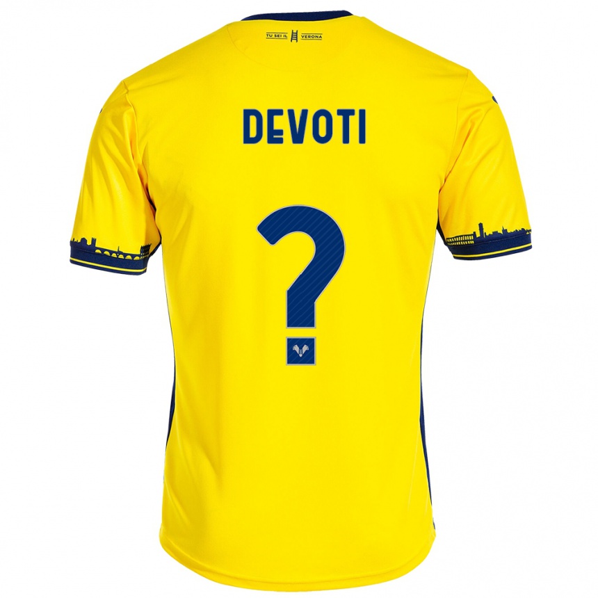 Niño Fútbol Camiseta Andrea Devoti #0 Amarillo 2ª Equipación 2023/24