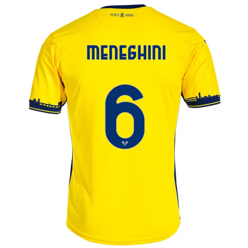 Niño Fútbol Camiseta Sofia Meneghini #6 Amarillo 2ª Equipación 2023/24