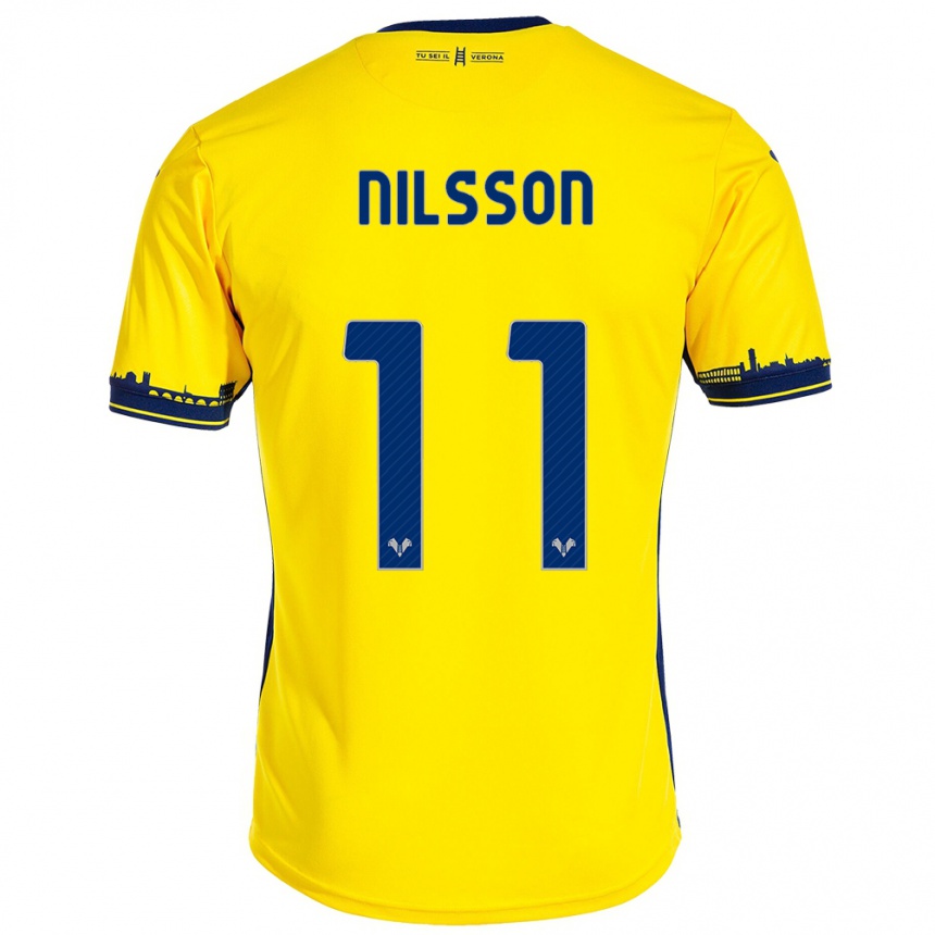 Niño Fútbol Camiseta Sara Nilsson #11 Amarillo 2ª Equipación 2023/24