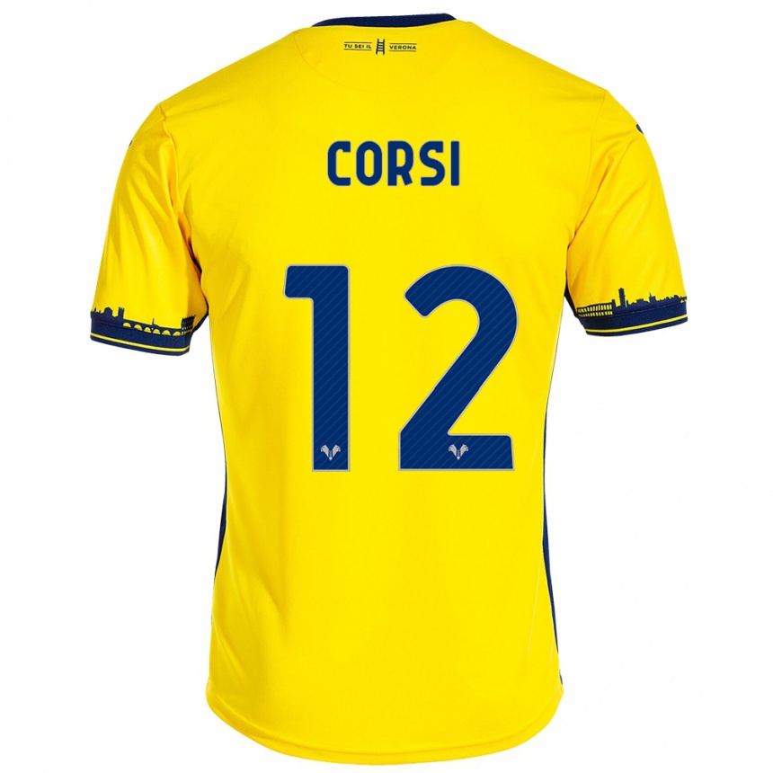 Niño Fútbol Camiseta Sara Corsi #12 Amarillo 2ª Equipación 2023/24