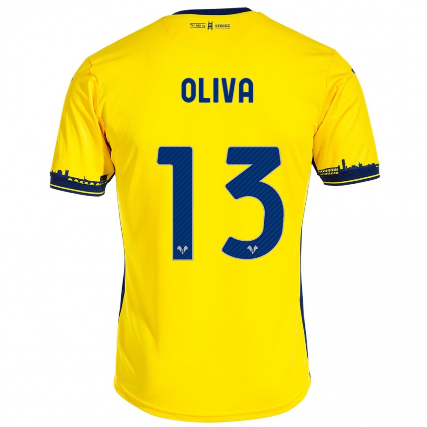 Niño Fútbol Camiseta Eleonora Oliva #13 Amarillo 2ª Equipación 2023/24