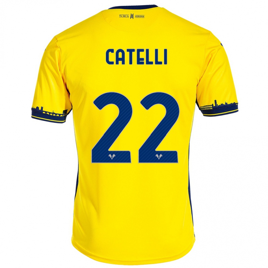 Niño Fútbol Camiseta Anna Catelli #22 Amarillo 2ª Equipación 2023/24