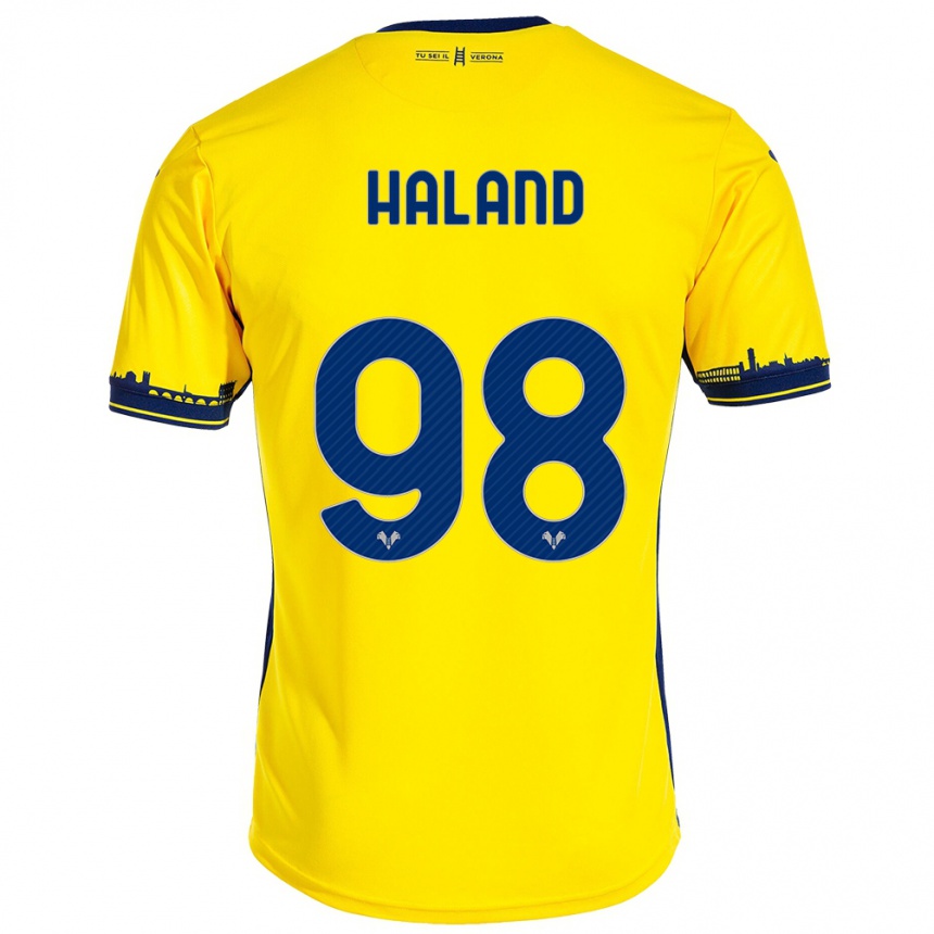 Niño Fútbol Camiseta Benedicte Iversen Håland #98 Amarillo 2ª Equipación 2023/24