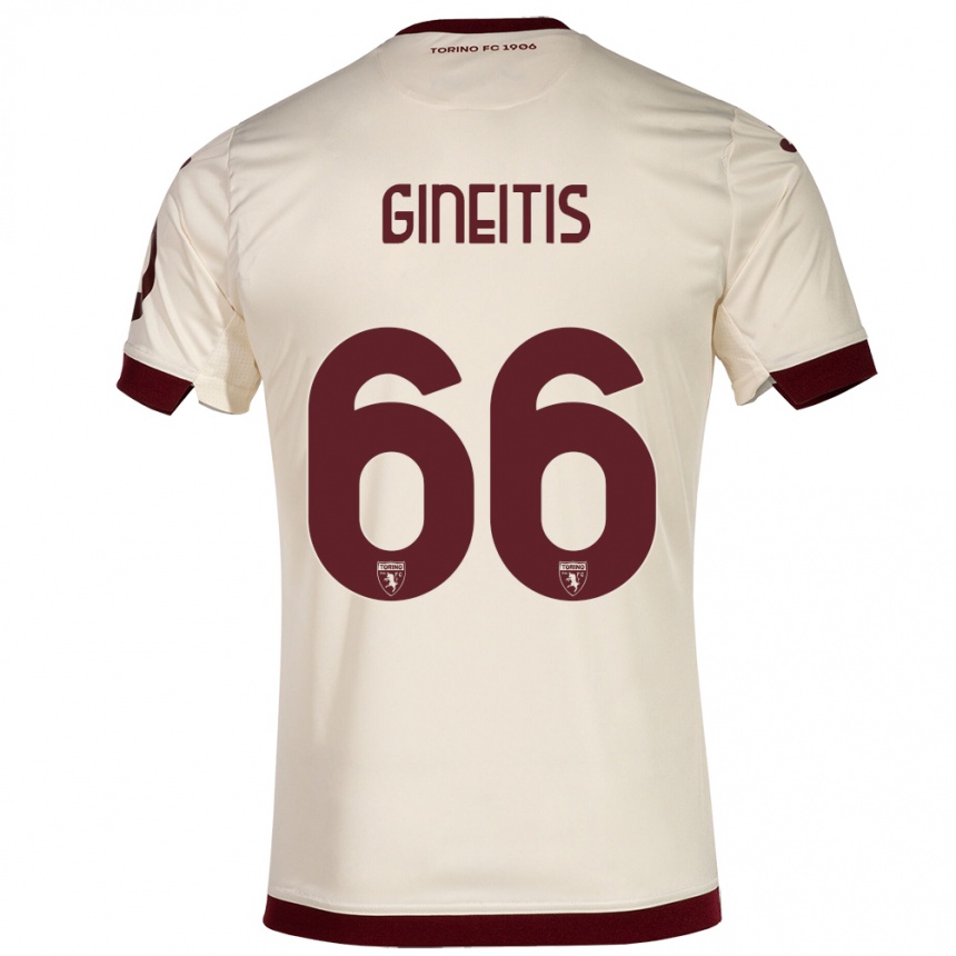 Niño Fútbol Camiseta Gvidas Gineitis #66 Champán 2ª Equipación 2023/24