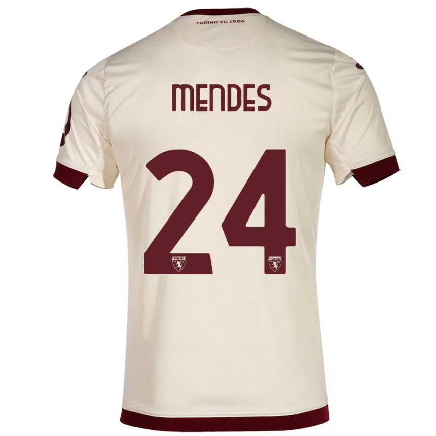 Niño Fútbol Camiseta Rodrigo Mendes #24 Champán 2ª Equipación 2023/24