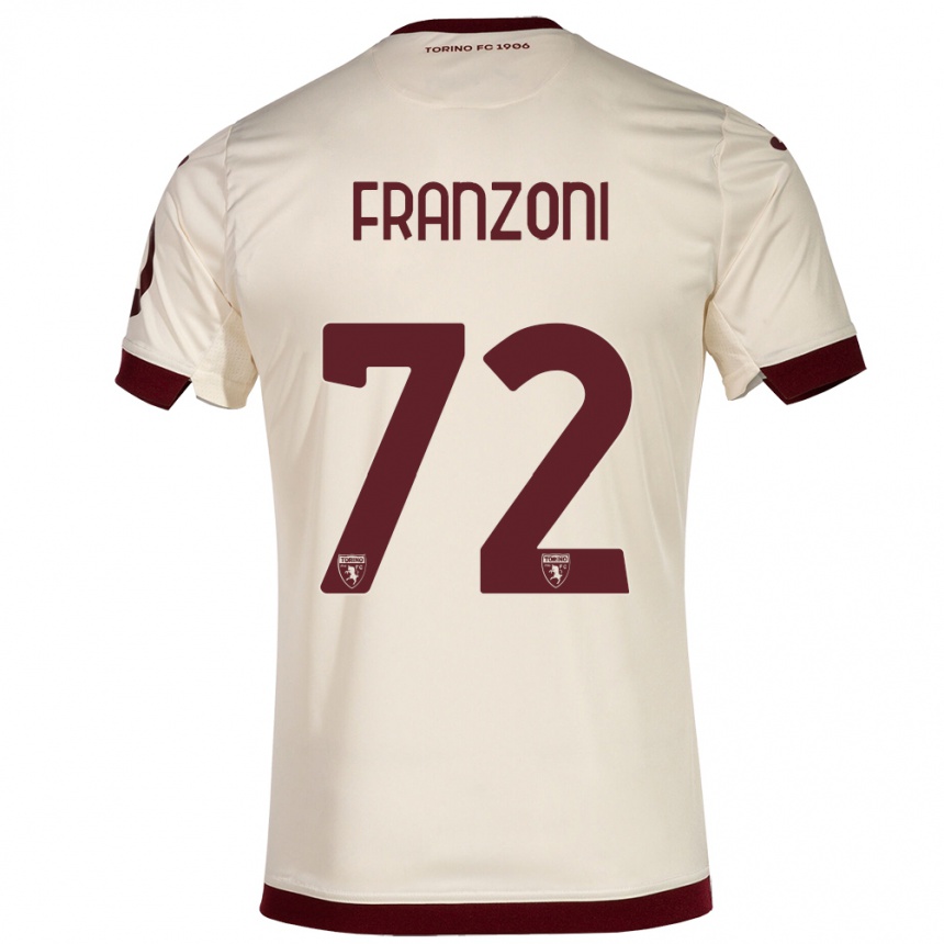 Niño Fútbol Camiseta Nicolò Franzoni #72 Champán 2ª Equipación 2023/24