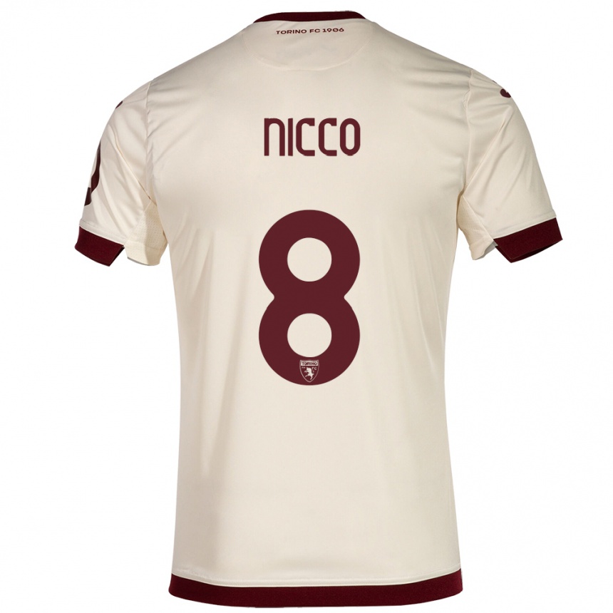 Niño Fútbol Camiseta Giada Nicco #8 Champán 2ª Equipación 2023/24