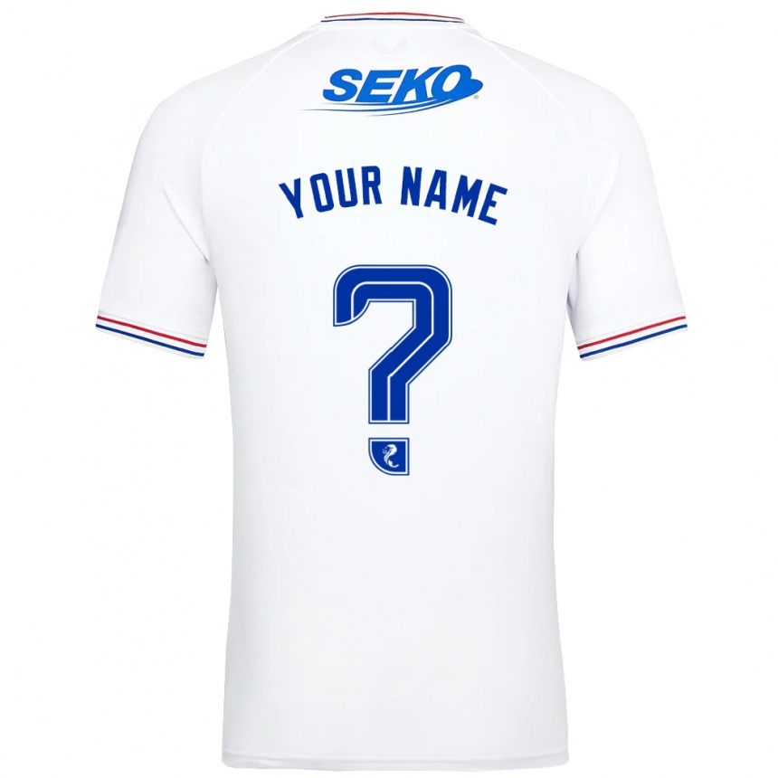 Niño Fútbol Camiseta Su Nombre #0 Blanco 2ª Equipación 2023/24