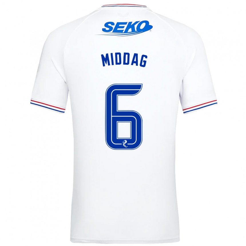 Niño Fútbol Camiseta Tessel Middag #6 Blanco 2ª Equipación 2023/24