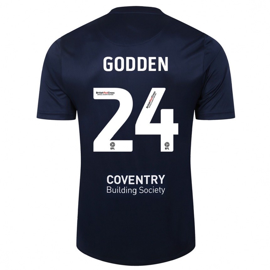 Niño Fútbol Camiseta Matt Godden #24 Rojo Azul Marino 2ª Equipación 2023/24