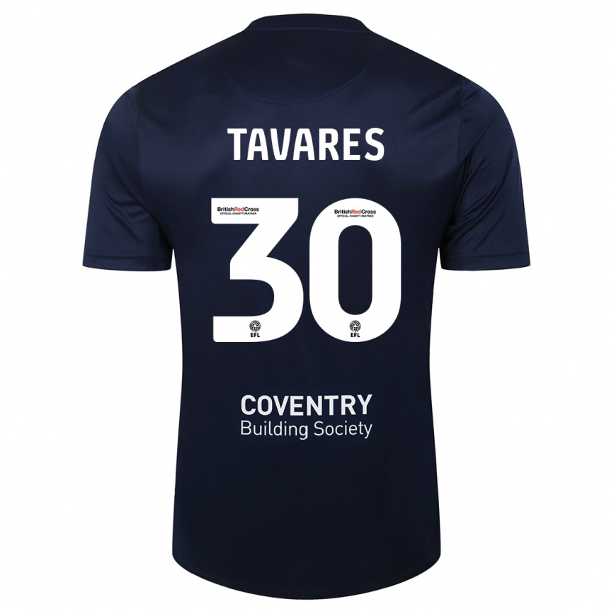 Niño Fútbol Camiseta Fábio Tavares #30 Rojo Azul Marino 2ª Equipación 2023/24