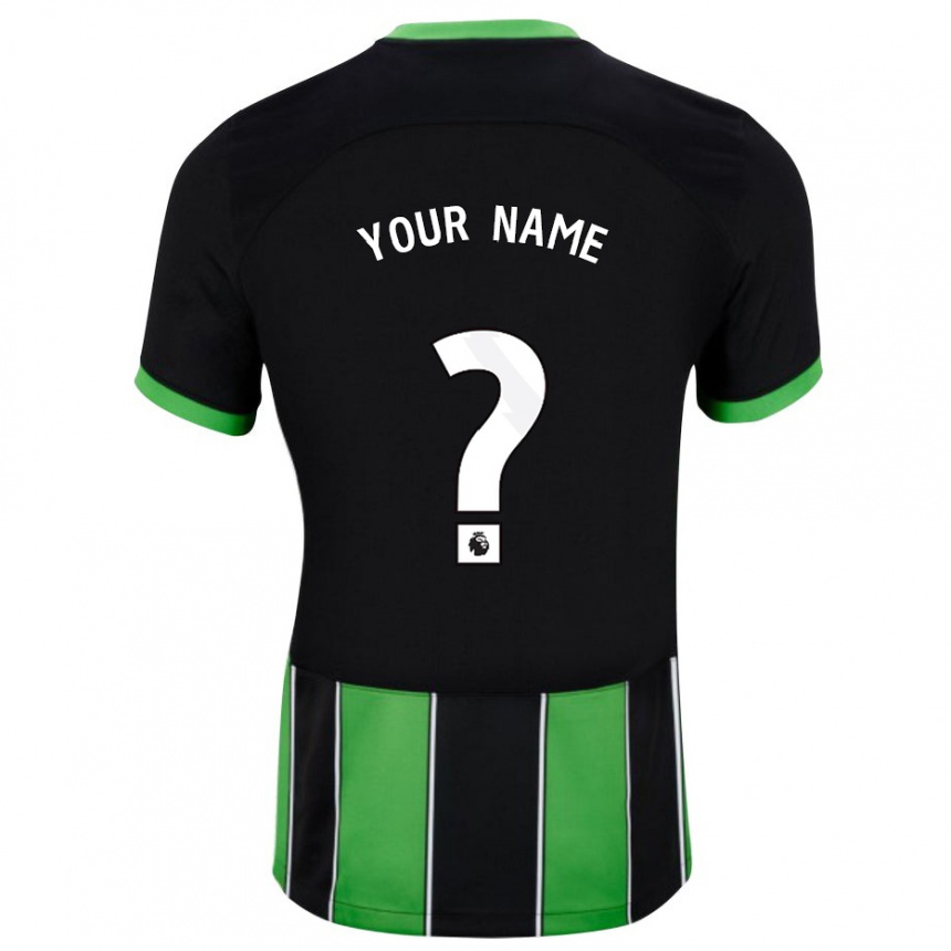 Niño Fútbol Camiseta Su Nombre #0 Verde Negro 2ª Equipación 2023/24