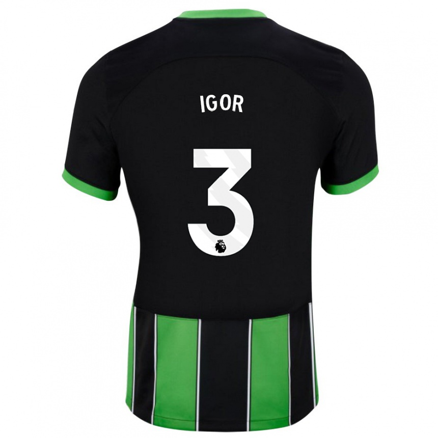Niño Fútbol Camiseta Igor #3 Verde Negro 2ª Equipación 2023/24