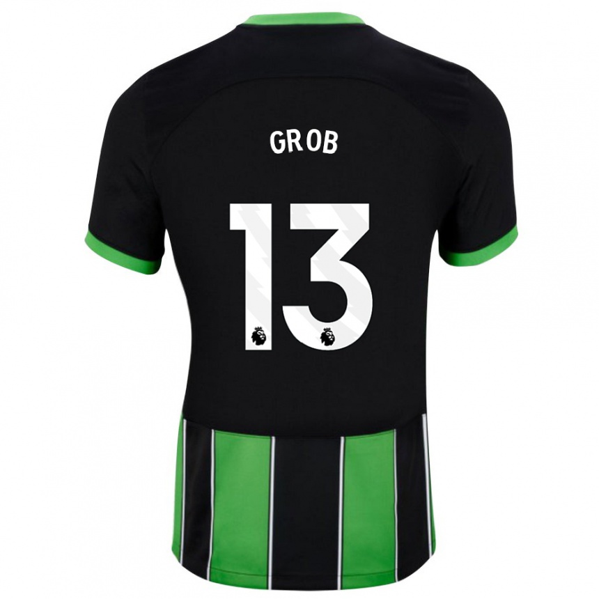 Niño Fútbol Camiseta Pascal Groß #13 Verde Negro 2ª Equipación 2023/24