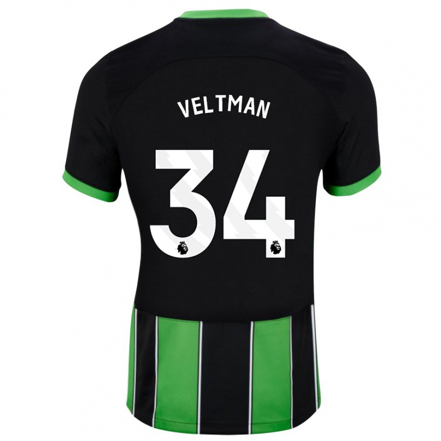 Niño Fútbol Camiseta Joël Veltman #34 Verde Negro 2ª Equipación 2023/24