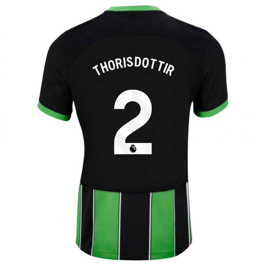 Niño Fútbol Camiseta Maria Thorisdottir #2 Verde Negro 2ª Equipación 2023/24