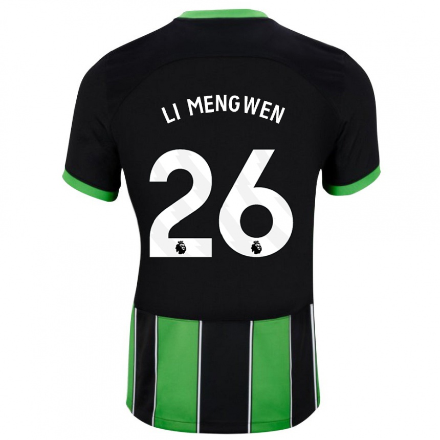 Niño Fútbol Camiseta Li Mengwen #26 Verde Negro 2ª Equipación 2023/24