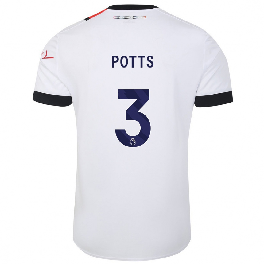 Niño Fútbol Camiseta Dan Potts #3 Blanco 2ª Equipación 2023/24