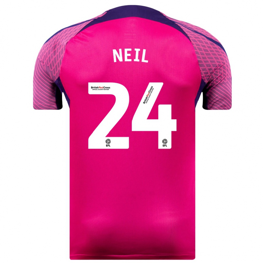 Niño Fútbol Camiseta Dan Neil #24 Morado 2ª Equipación 2023/24