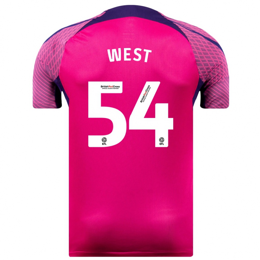 Niño Fútbol Camiseta Ella West #54 Morado 2ª Equipación 2023/24