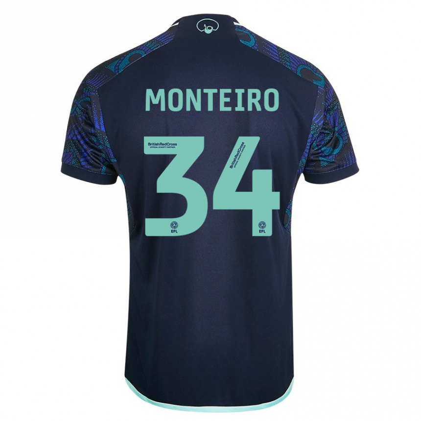 Niño Fútbol Camiseta Diogo Monteiro #34 Azul 2ª Equipación 2023/24