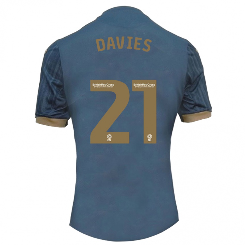 Niño Fútbol Camiseta Laura Davies #21 Verde Azulado Oscuro 2ª Equipación 2023/24