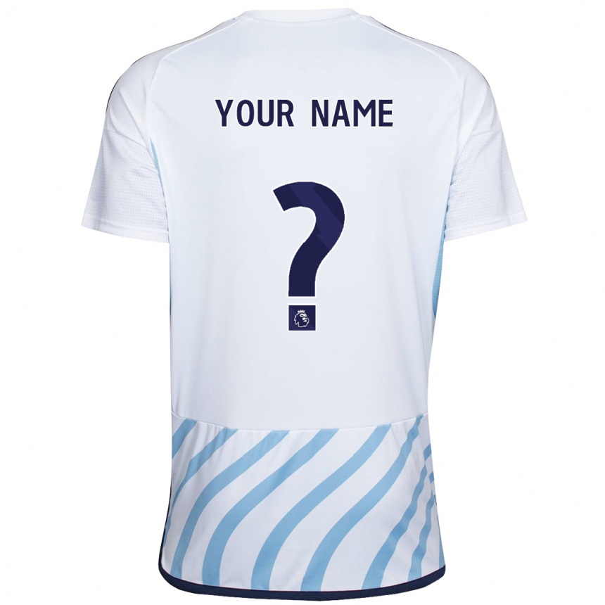 Niño Fútbol Camiseta Su Nombre #0 Blanco Azul 2ª Equipación 2023/24