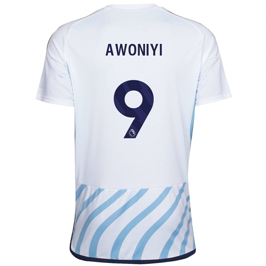 Niño Fútbol Camiseta Taiwo Awoniyi #9 Blanco Azul 2ª Equipación 2023/24
