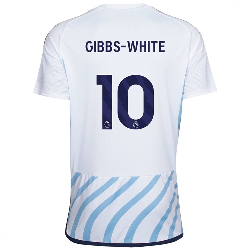 Niño Fútbol Camiseta Morgan Gibbs-White #10 Blanco Azul 2ª Equipación 2023/24