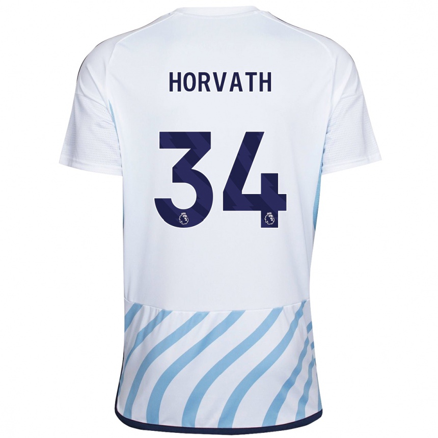 Niño Fútbol Camiseta Ethan Horvath #34 Blanco Azul 2ª Equipación 2023/24