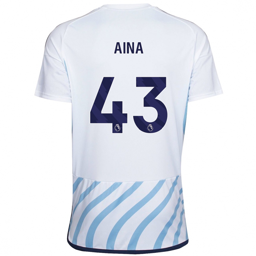 Niño Fútbol Camiseta Ola Aina #43 Blanco Azul 2ª Equipación 2023/24