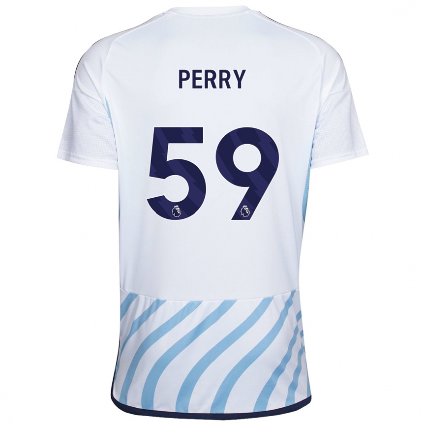 Niño Fútbol Camiseta Ben Perry #59 Blanco Azul 2ª Equipación 2023/24