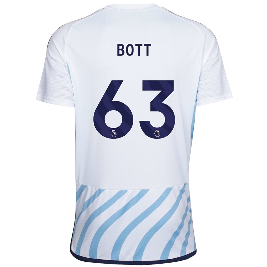 Niño Fútbol Camiseta Aaron Bott #63 Blanco Azul 2ª Equipación 2023/24