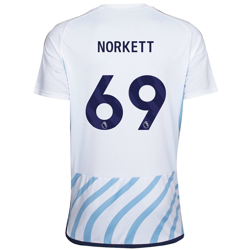 Niño Fútbol Camiseta Manni Norkett #69 Blanco Azul 2ª Equipación 2023/24