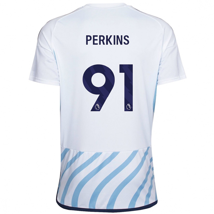 Niño Fútbol Camiseta Jack Perkins #91 Blanco Azul 2ª Equipación 2023/24