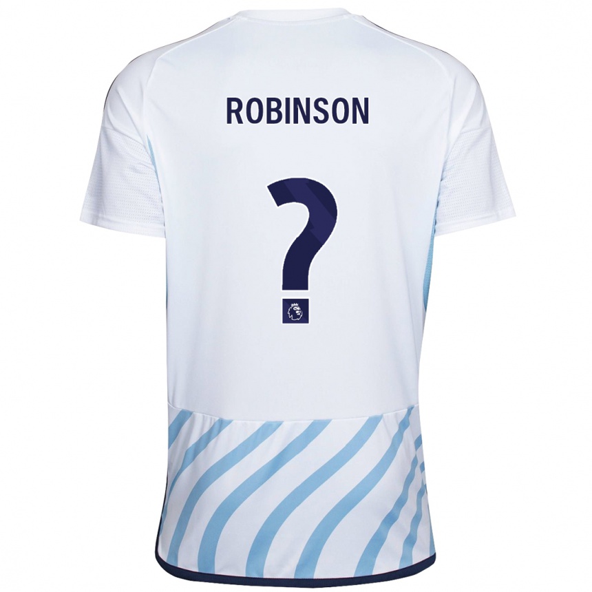 Niño Fútbol Camiseta Theo Robinson #0 Blanco Azul 2ª Equipación 2023/24