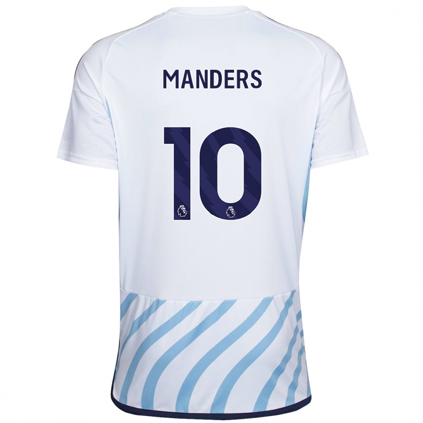 Niño Fútbol Camiseta Holly Manders #10 Blanco Azul 2ª Equipación 2023/24